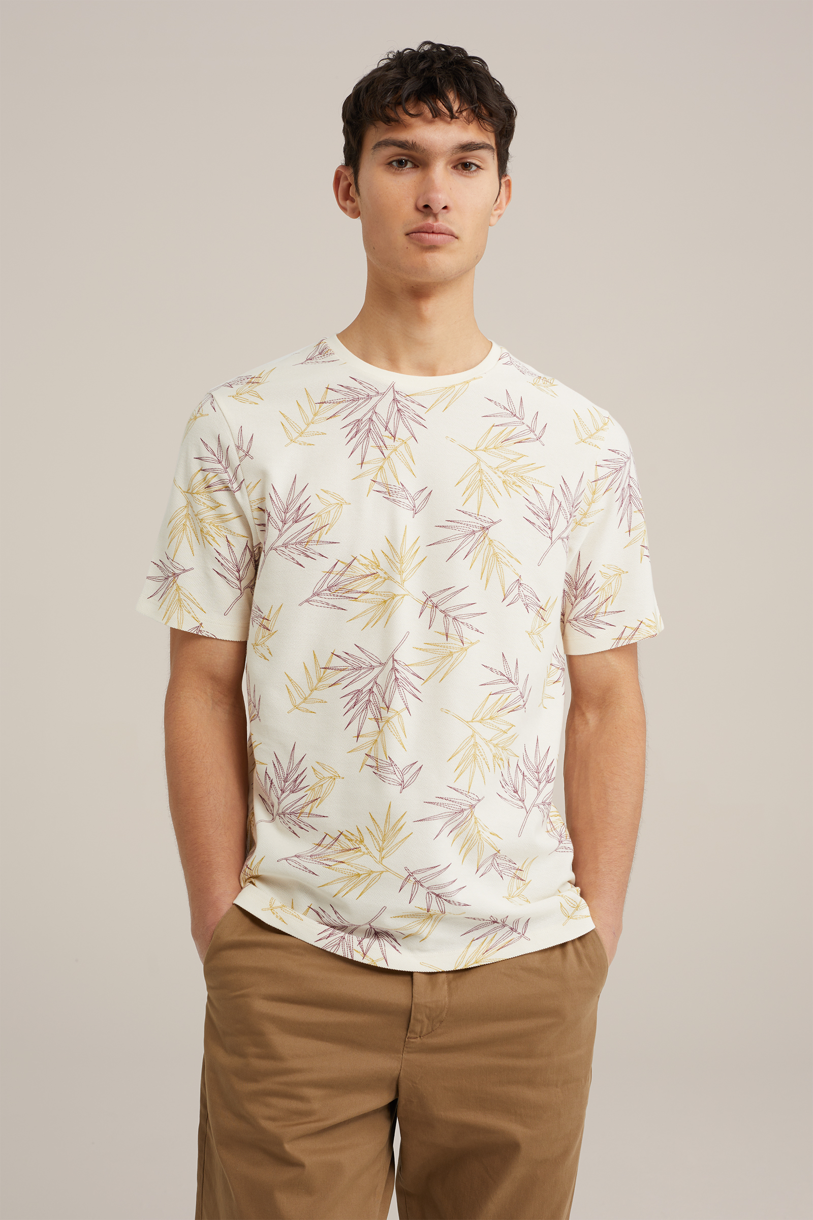 T-shirt met dessin WE Fashion Gebroken wit