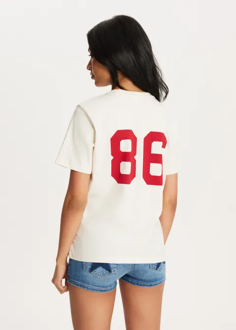 T-shirt met print nummer off-white (ECRU)