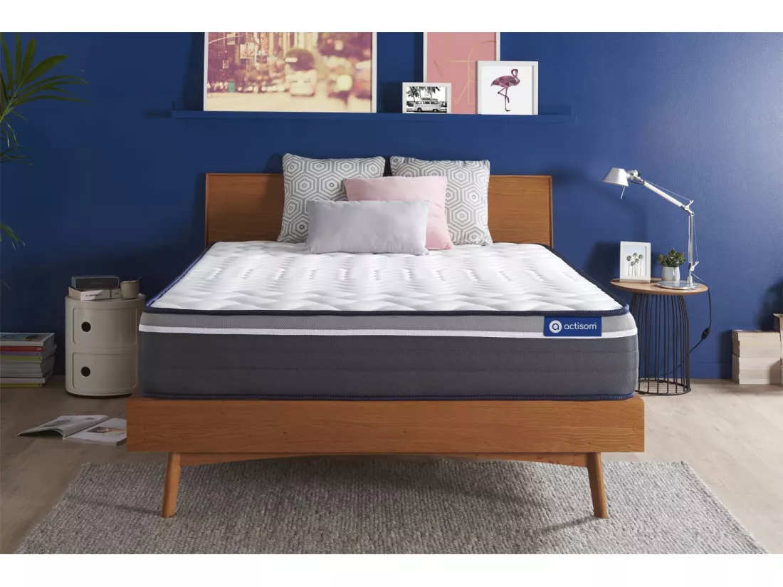 ACTISOM Matelas 140x190 Ressorts ensachés+Mémoire de forme Maxi épaisseur 7zones de confort