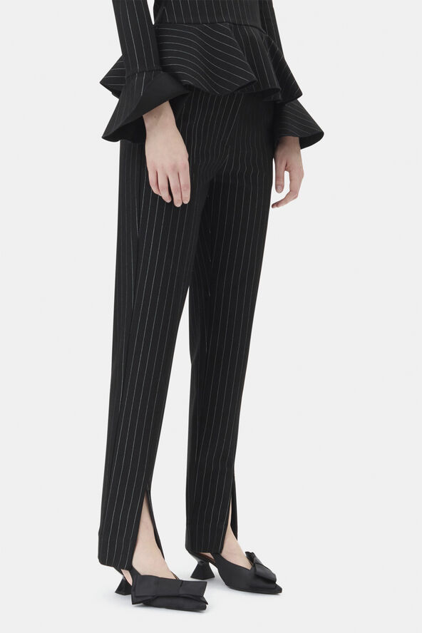 Ganni Compact Stripe Jersey Mid Waist Pan Black