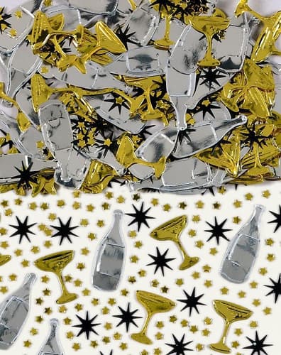 Konfetti Champagner schwarz/gold/silber