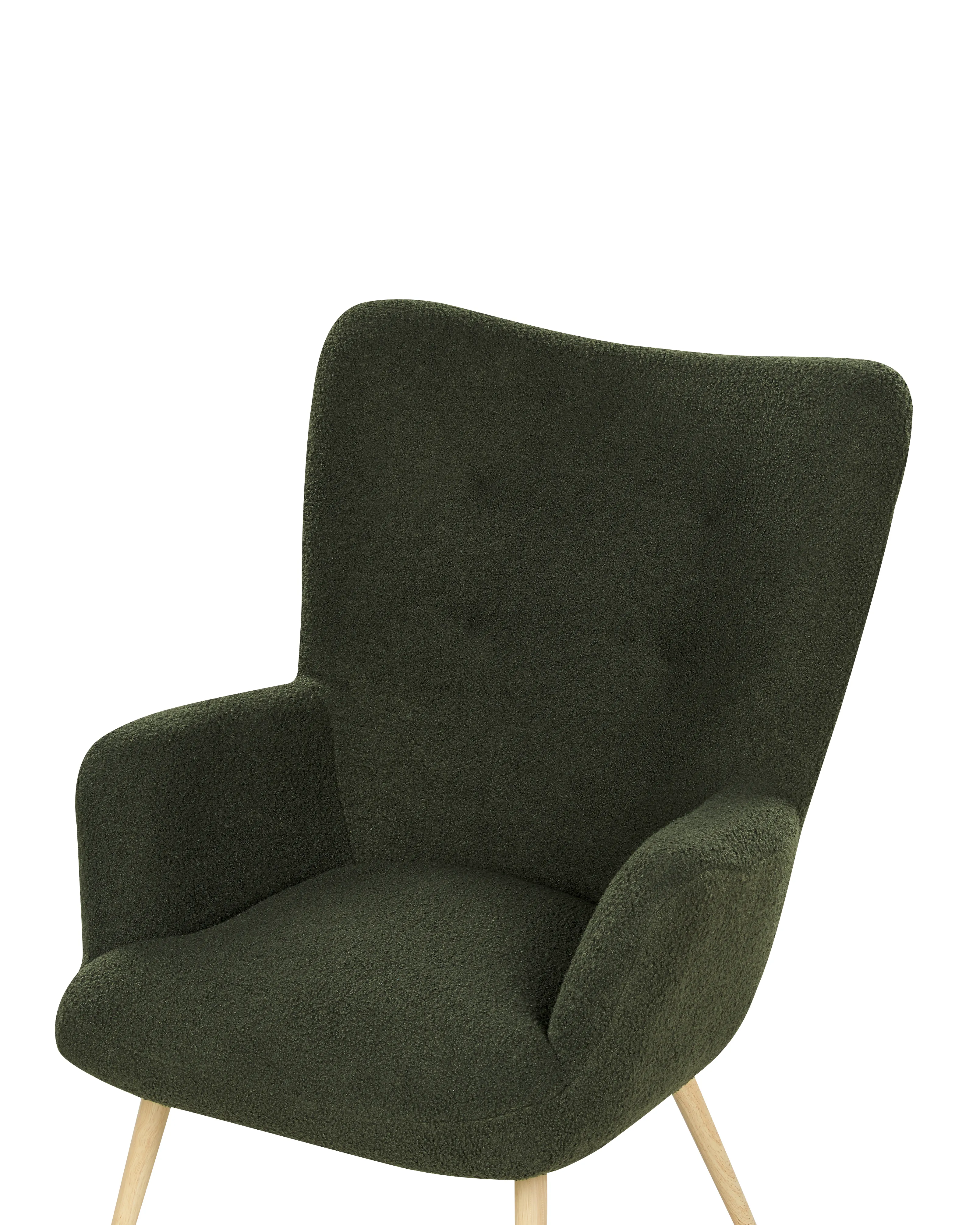 Oorfauteuil VEJLE met voetenbank Bouclé Donkergroen