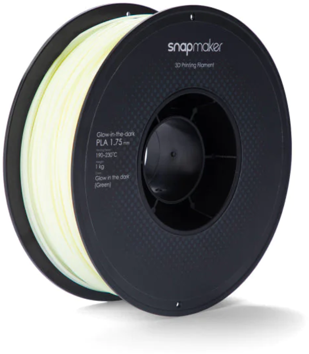 Snapmaker  PLA Glow-in-the-Dark Green, 1,75 mm / 1000 g    Im Dunkeln leuchtendes Premium-Material mit verbesserter PLA-Rezeptur