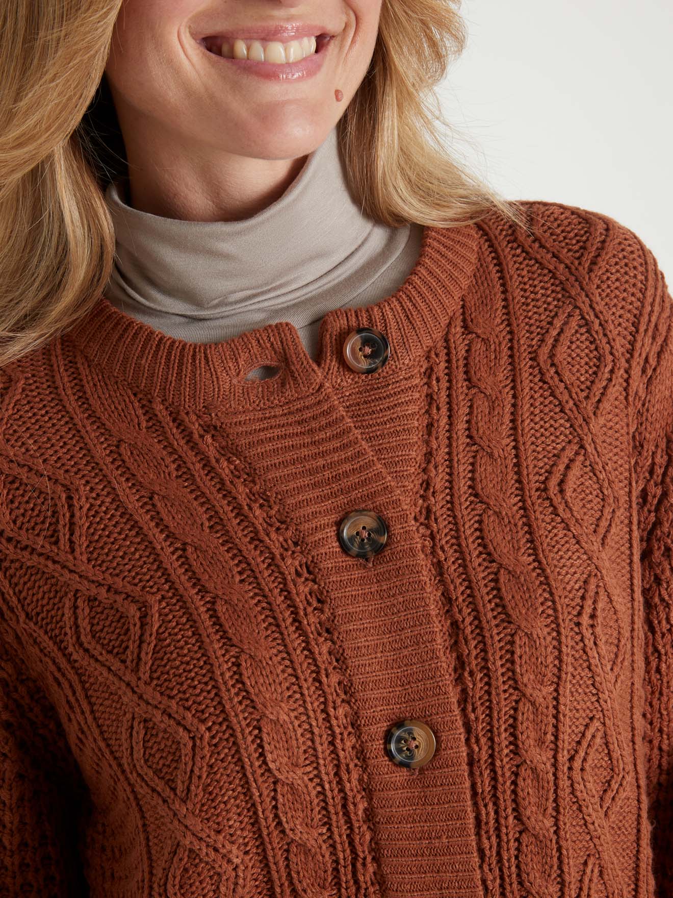 Cardigan torsadé col rond
