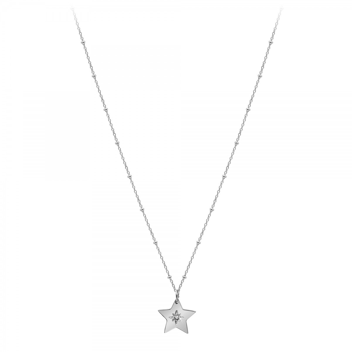 Collier étoile SC Crystal orné d'un véritable diamant blanc