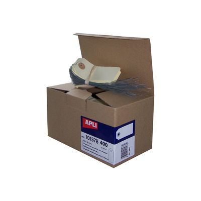 Apli - 400 Étiquettes d'expédition - filaire - 8 x 3.8 cm - trou renforcé - 160 g/m² - crème