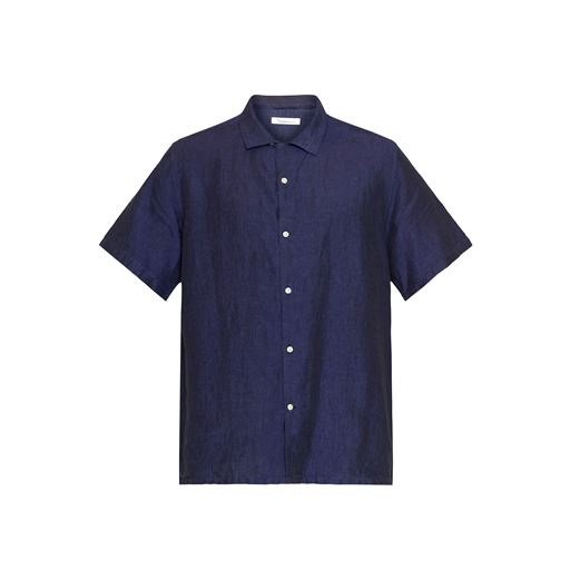 Knowledge Cotton Apparel Kortærmet Skjorte, Total Eclipse, L