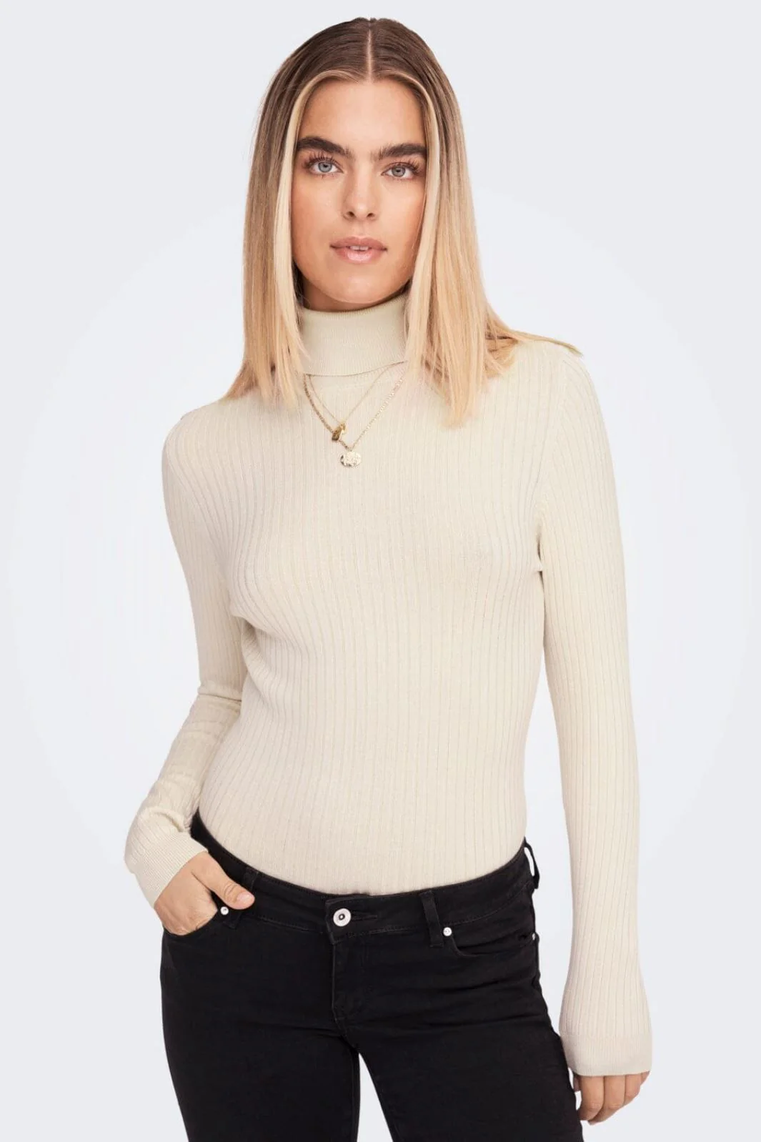 Only Onlkarol L/S Rollneck Pullover Knt 3949097 pumice stone w melange