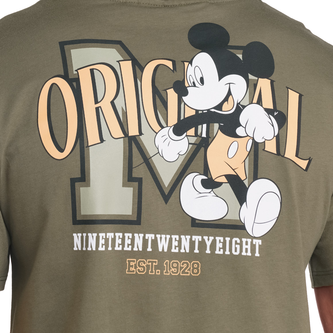 Jonas Nielsen Micky Maus T-Shirt mit Rücken-Print oliv