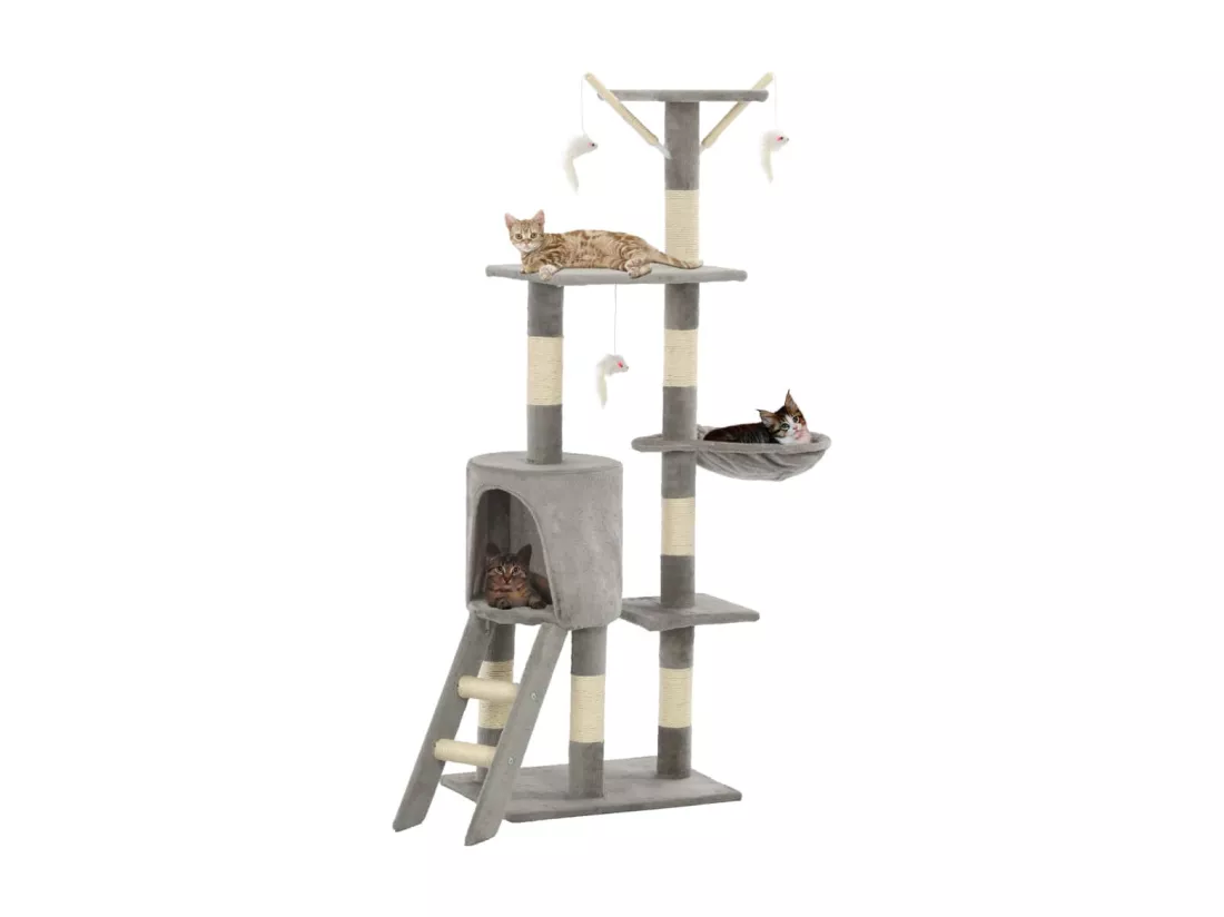 Arbre à chat avec griffoirs en sisal 138 cm Gris