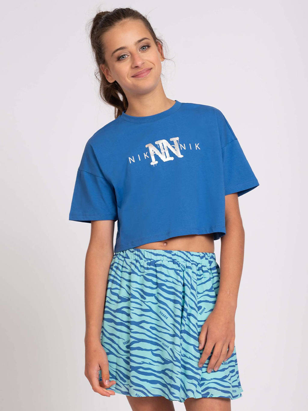NIK&NIK T-shirt Spray met logo helderblauw
