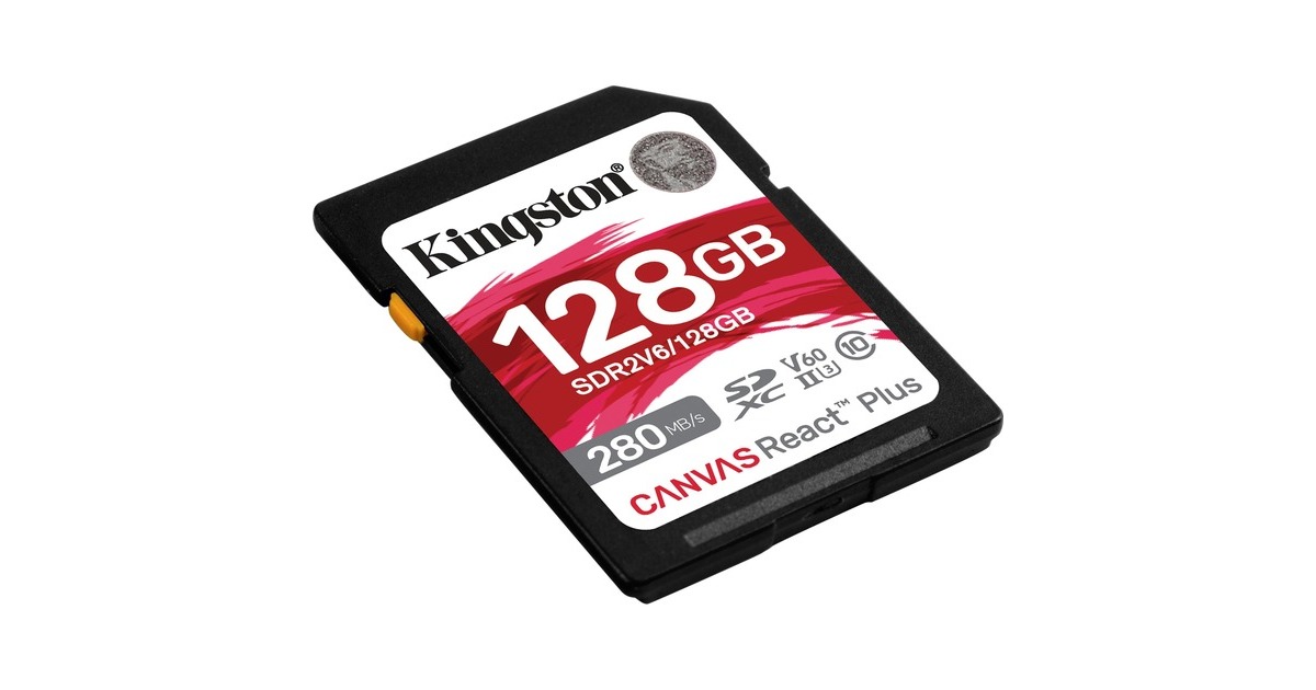 KingstonCanvas React Plus 128 GB geheugenkaart  (Zwart, UHS-II U3, Class 10, V60)