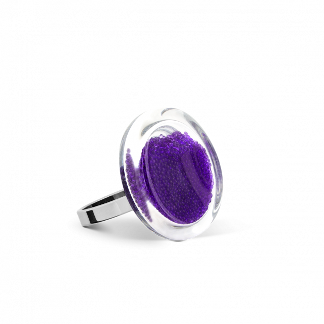 Bague en verre soufflé - Cachou Nano Billes