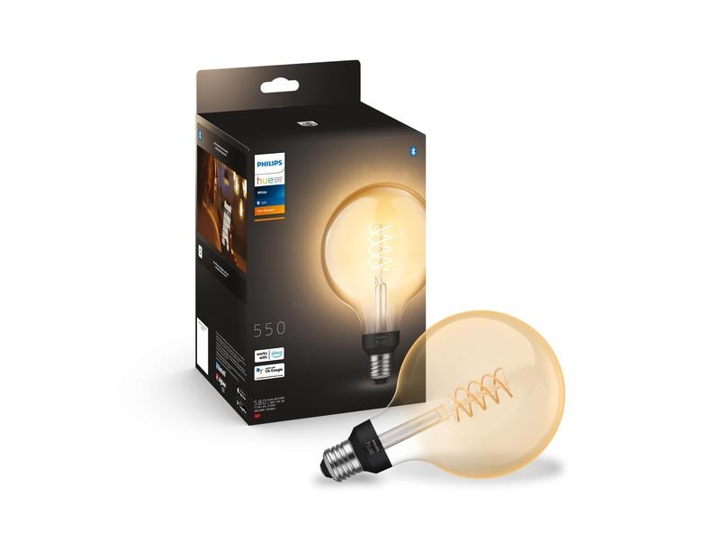 Philips Hue White E27 Einzelpack Giant Globe Filament 550 l Filament-Leuchtmittel mit E27 Sockel