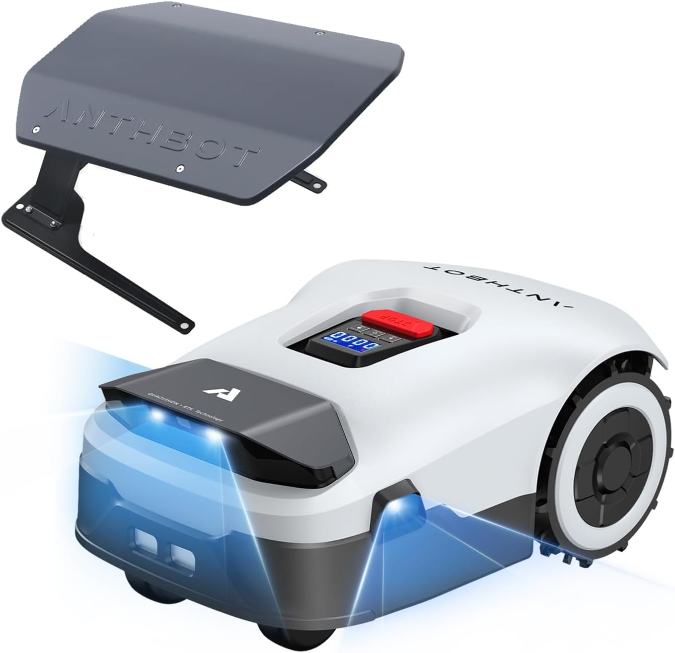 ANTHBOT Genie 600 Mähroboter Set mit Garage, ohne Begrenzungskabel, Empf. 650 m², Max. 850 m², Rasenroboter mit RTK+4-Kamera Vision, Präzise Navigation, KI-Hindernisvermeidung & App-Steuerung