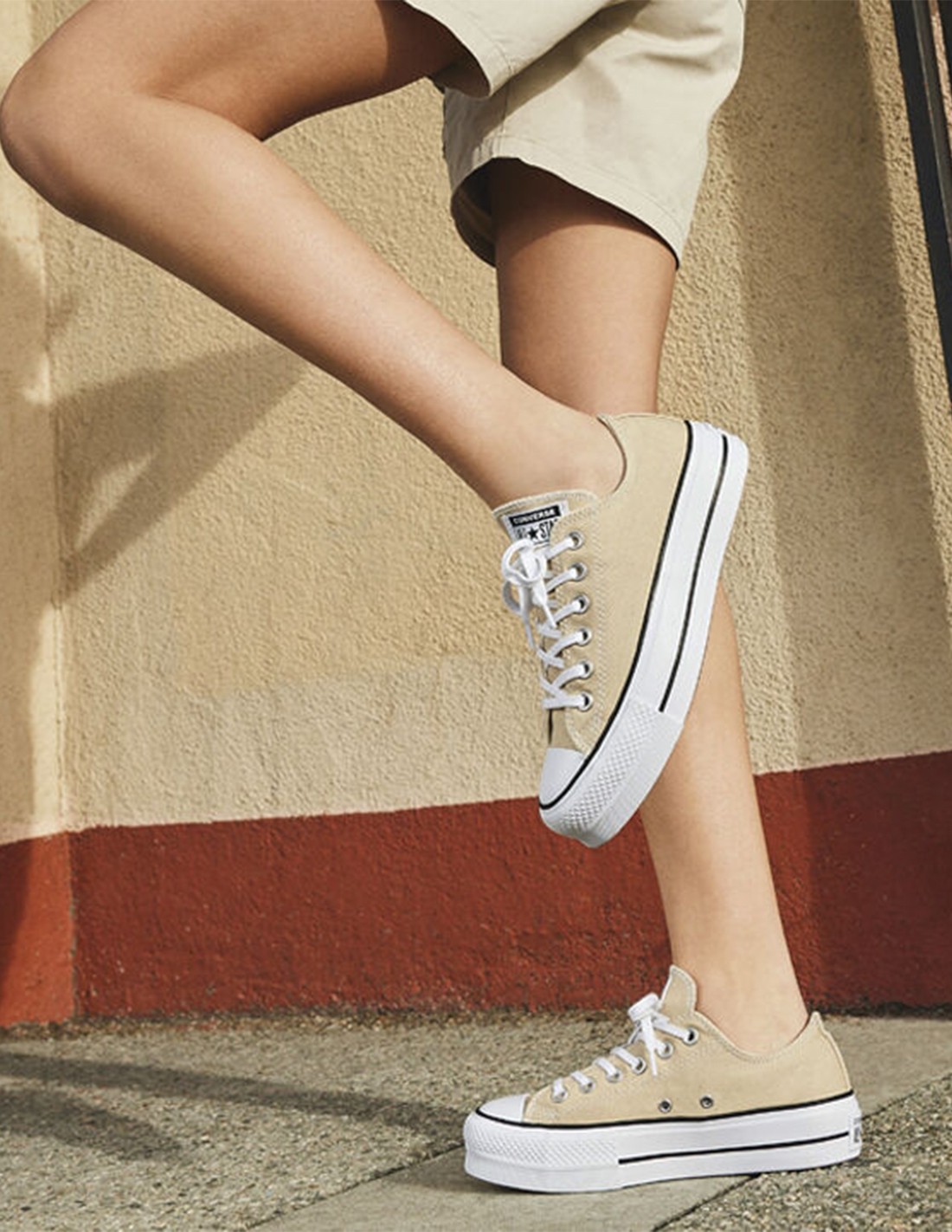converse Sneakers compensées Femme ctas lift ox Beige