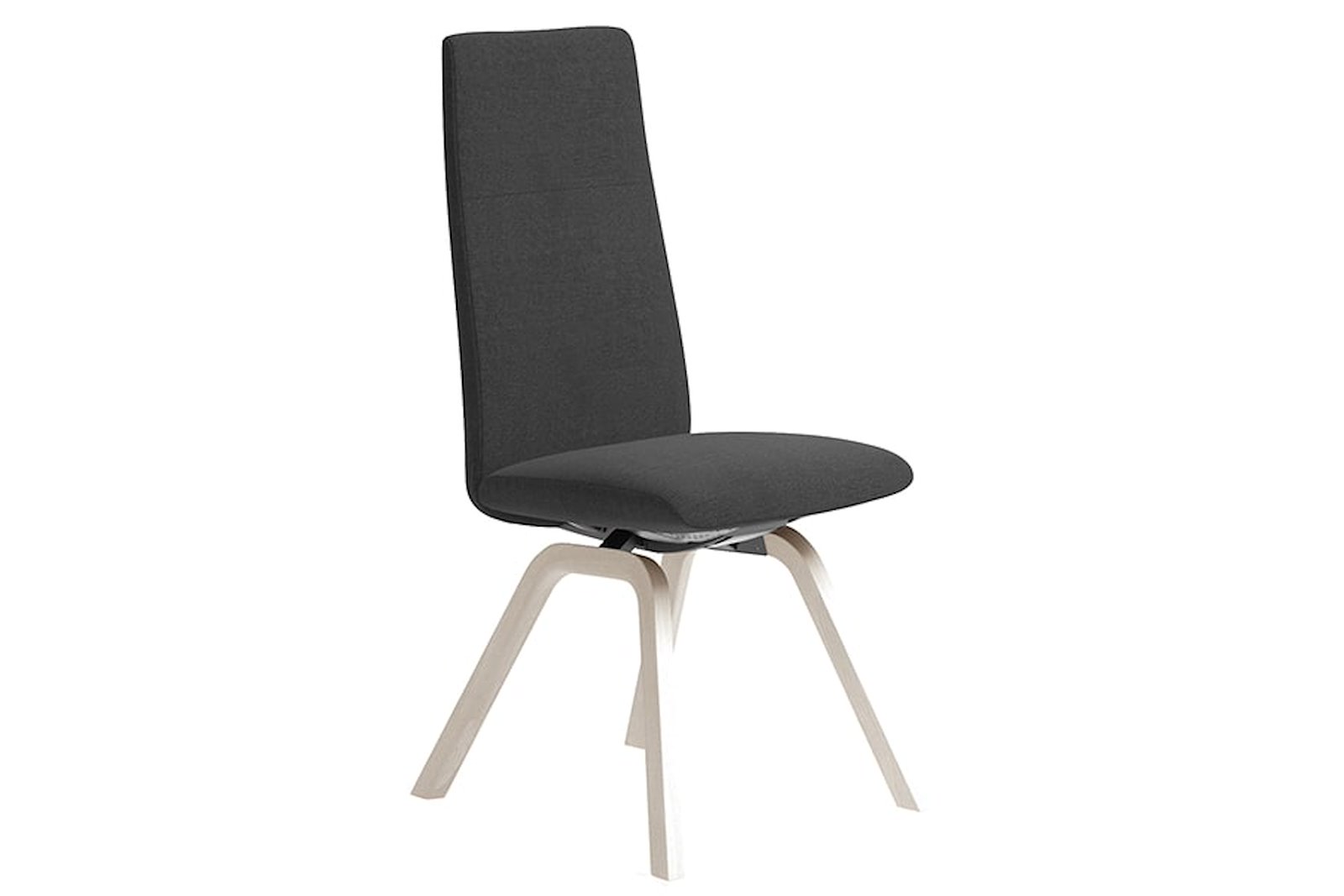 Chilli spisestol Tekstil Dahlia Grey. Høy rygg med hvitlasert D200 understell