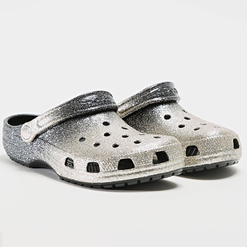 Sandales Classic Ombre Glitter Clog Noir Argenté Dégradé