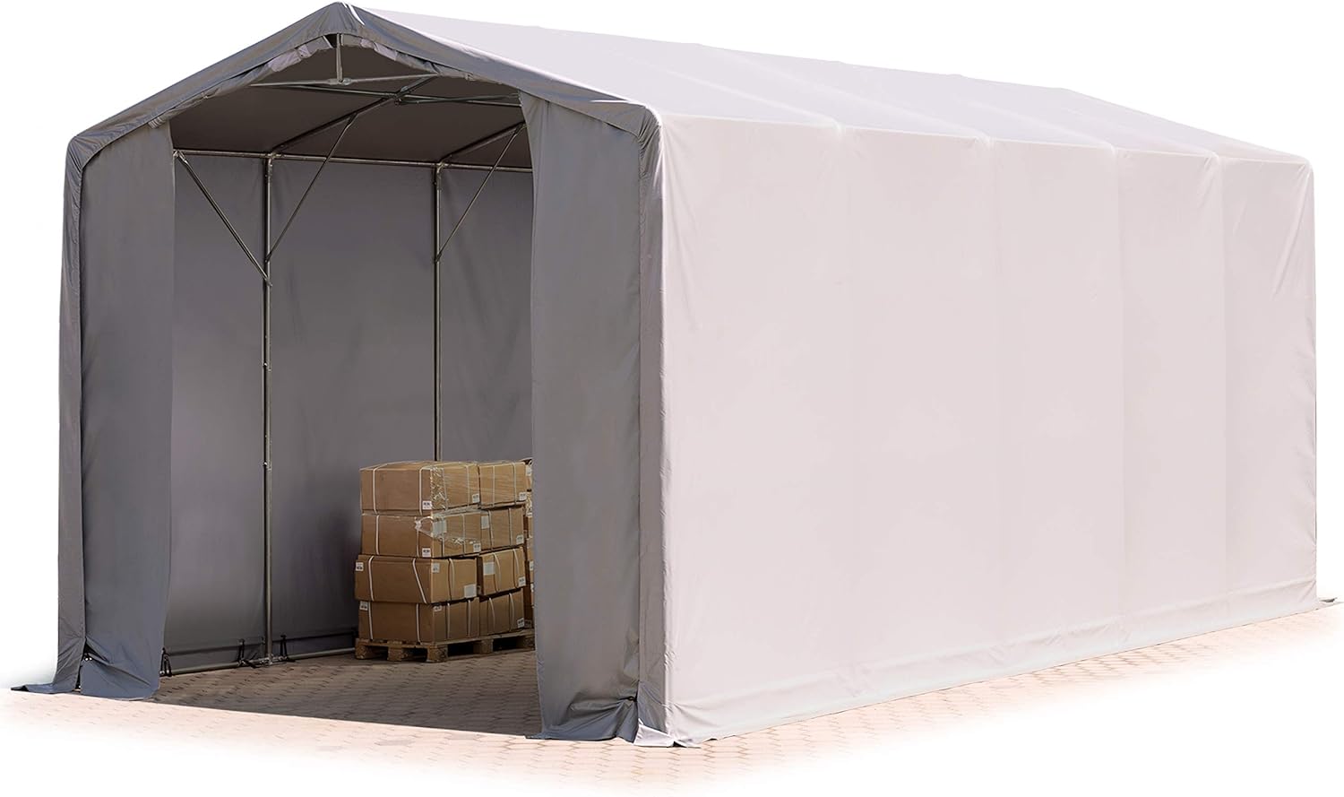 TOOLPORT Zelthalle 6x10 m / 3m Seitenhöhe Garage Industriezelt Lagerhalle PVC Plane 850 N wasserdicht grau