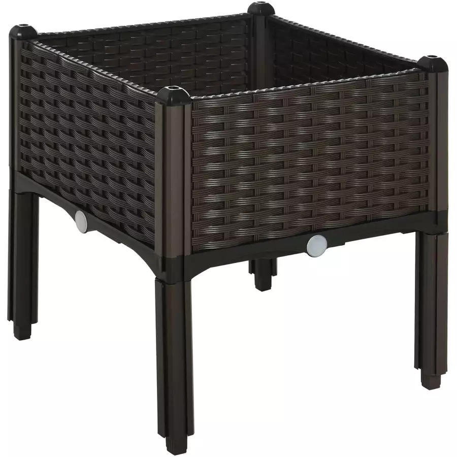 Outsunny Hochbeet in Rattan-Optik dunkelbraun
