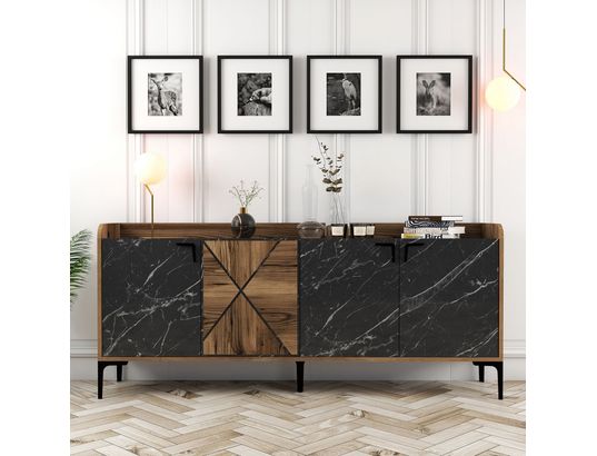 CONCEPT1 - Bahut Venedik noyer marbre noir 180 x 35 x 78cm