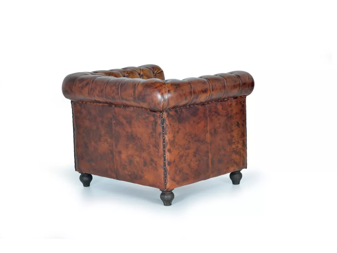 Fauteuil Chester en cuir Marrón.Giner y Colomer.72x86x96