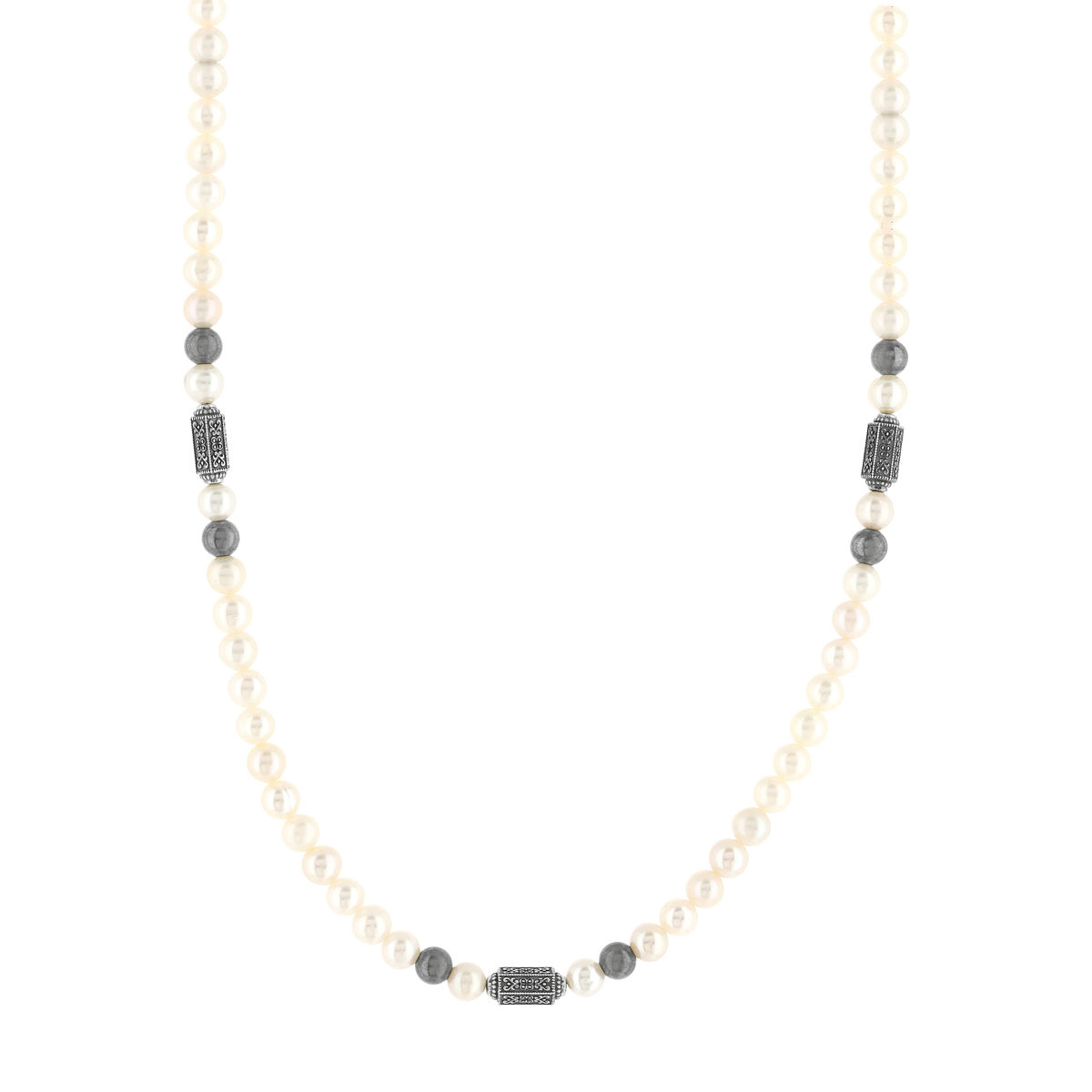 Collier perles de culture de Chine et perles argent 48cm