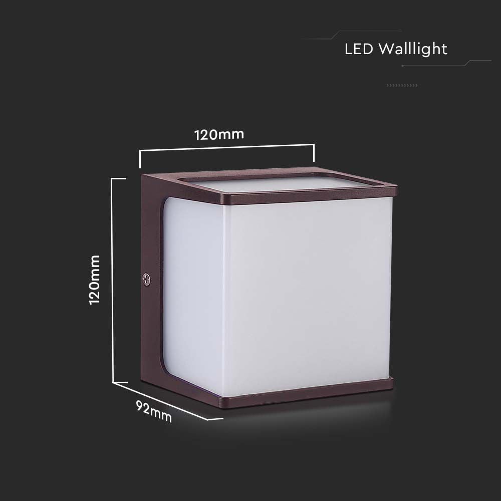 V-TAC VT-708 - LED wandlampen - Vierkante buitenlampen - IP65 - Bruine behuizing - 8 watt