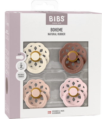 BIBS Boheme Smokk 4-Pakk Lateks Str 2, Ivory/Blush/Woodchuck/Blossom