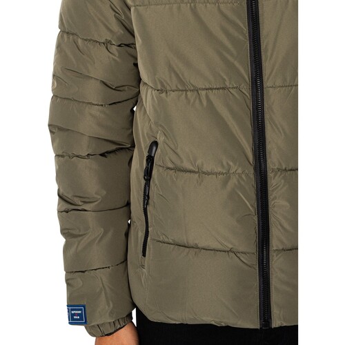 Superdry - Chaqueta Acolchada Deportiva Con Capucha Verde