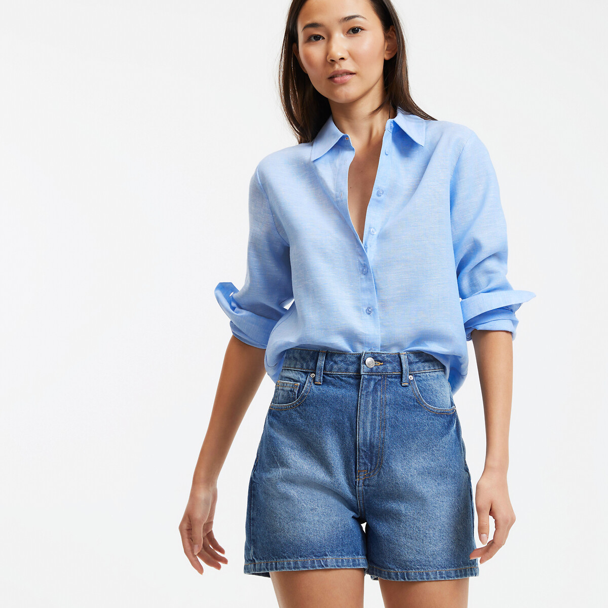 COLEÇÕES LA REDOUTE<br>Camisa de linho de manga comprida