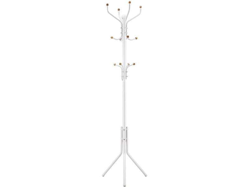 Songmics Garderobenständer 182 cm, Weiss, Metall Kleiderständer mit 12 Haken