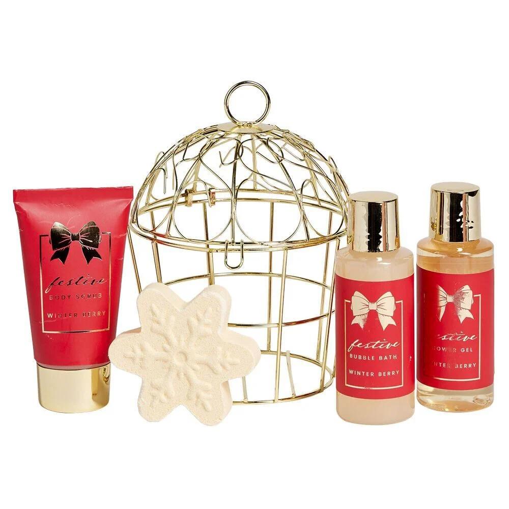 Coffret cadeau cage de bain 4 produits senteur baies d'hiver