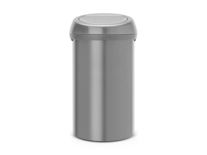 Brabantia Toucheimer Touch Bin 60 l, Matt Black Platzsparender Abfallbehälter, platinum