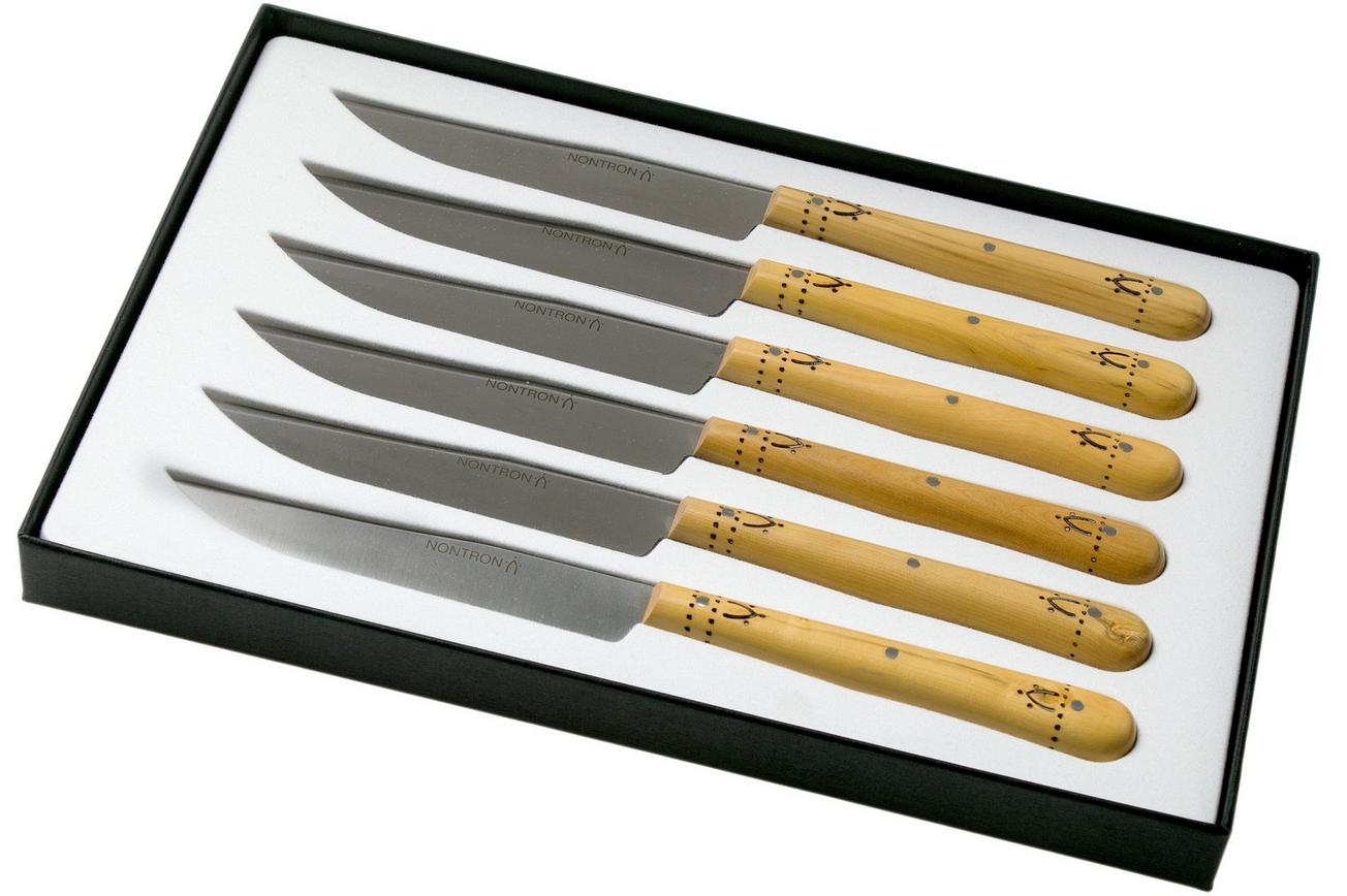 Nontron Traditional 6-delige steakmesset buxushout, T6OFRYBU