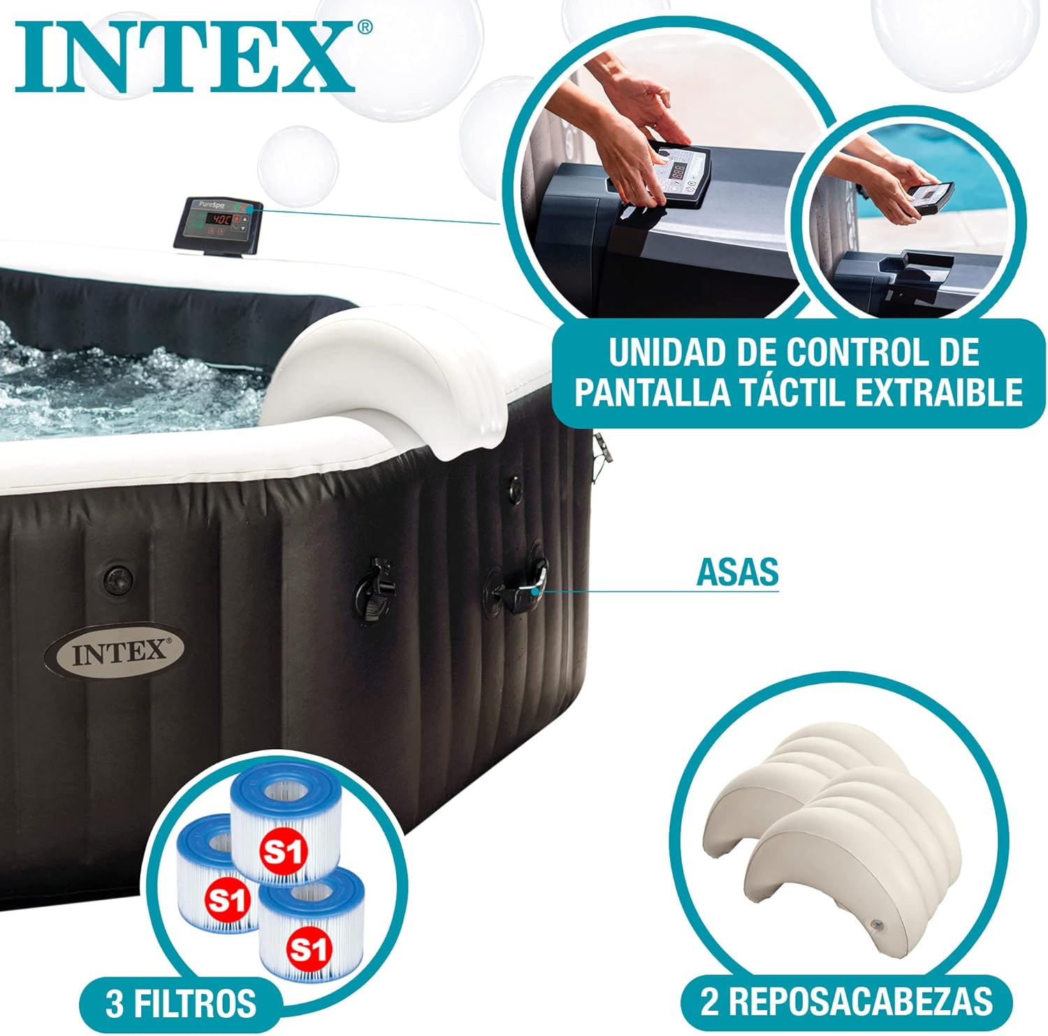 Intex 86IN X86IN X28IN PURESPA Jet and Bubble Deluxe Set