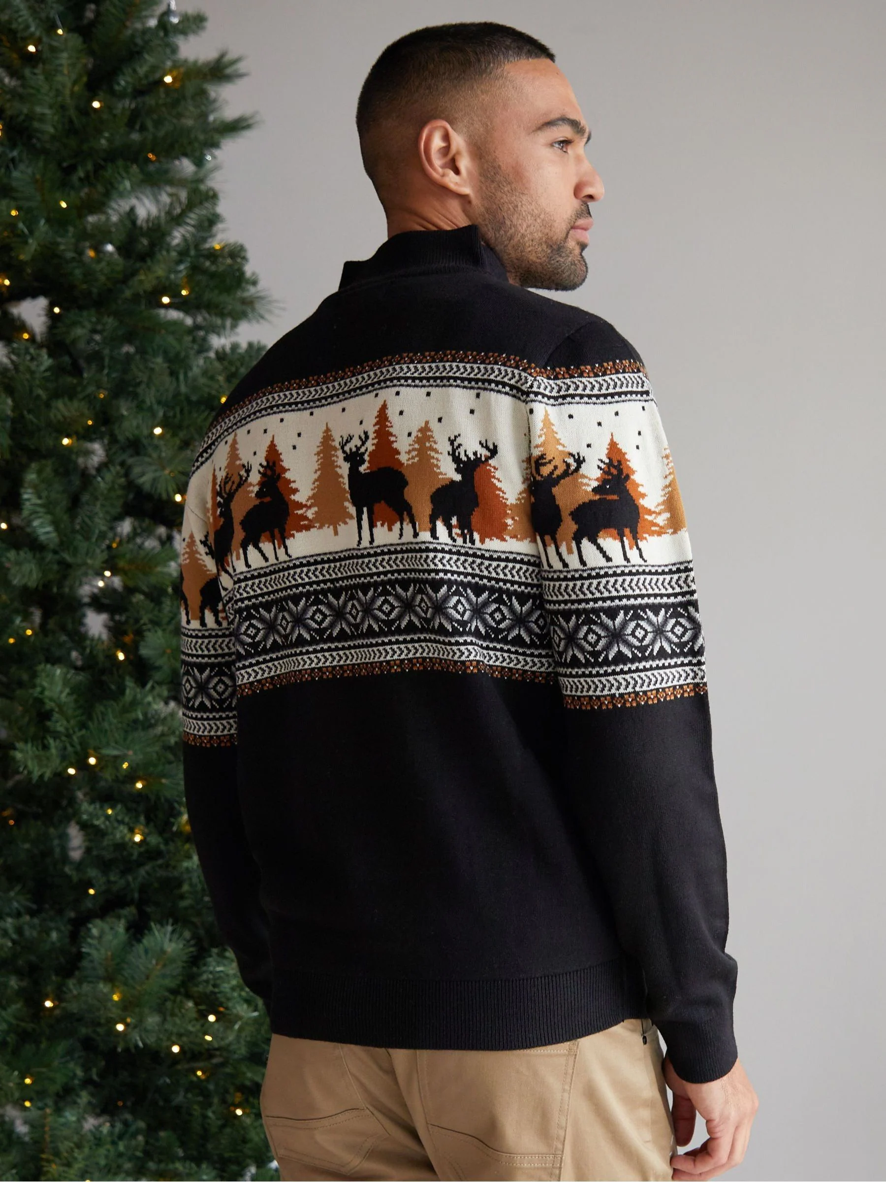 Threadbare gebreide kersttrui met korte rits