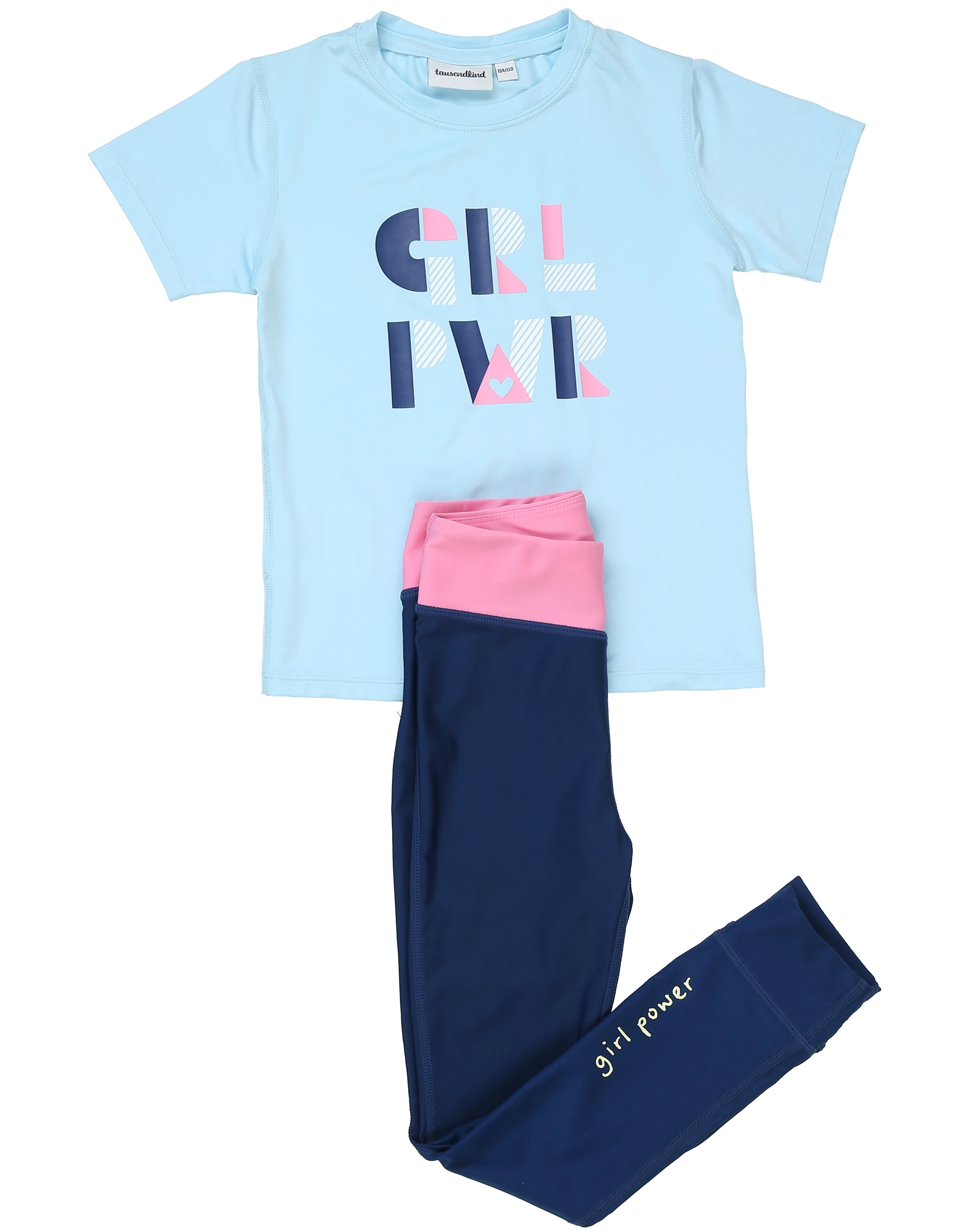 Funktions-Leggings GIRL POWER mit T-Shirt in mittelblau