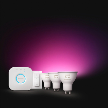 Philips Hue starterkit - wit en gekleurd licht 4W - 3 lampen met dimmer switch - GU10
