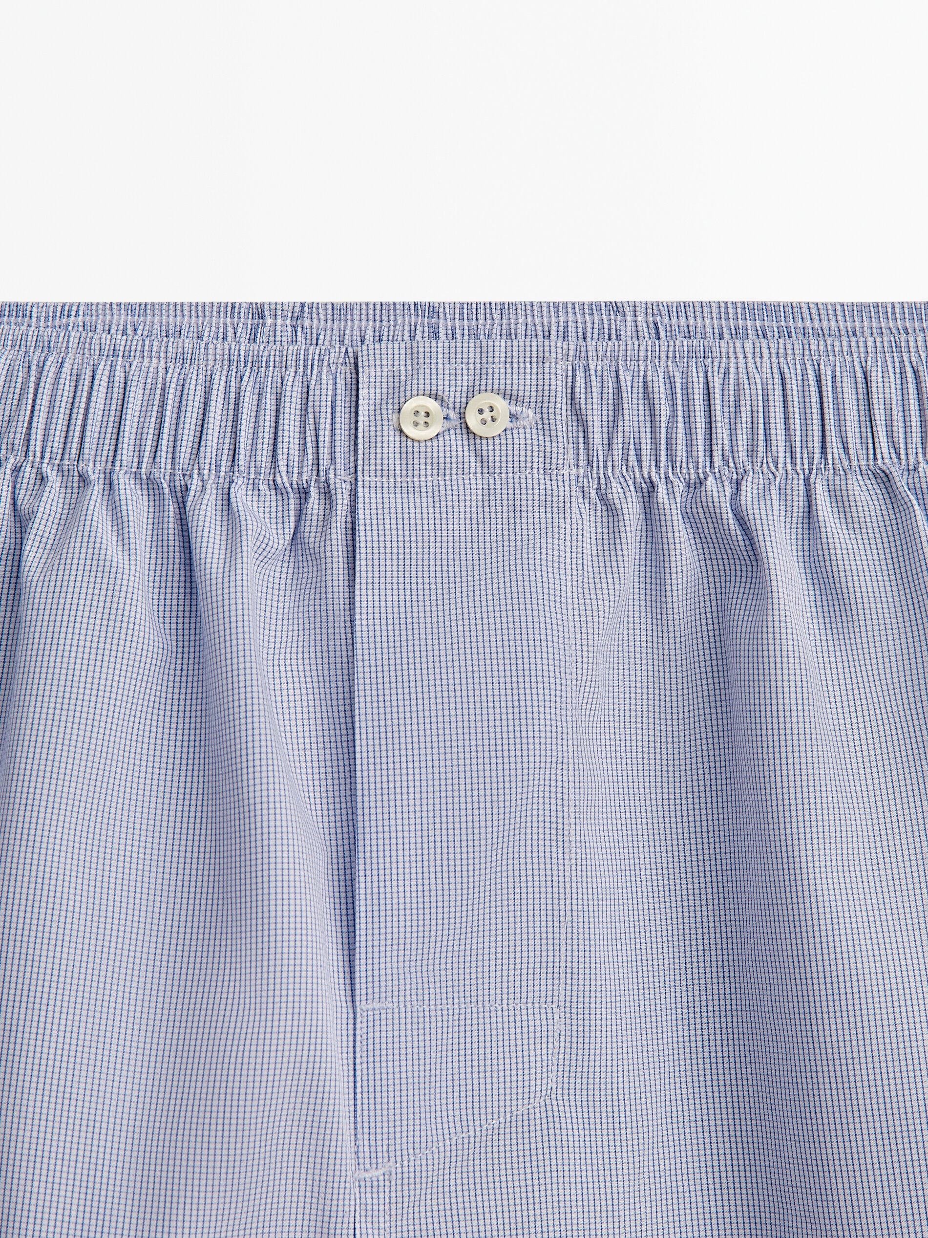 Cueca de popeline com estampa xadrez micro - AZUL