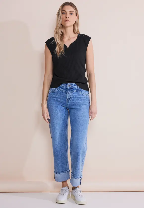 Shirt mit Herz Ausschnitt - Black