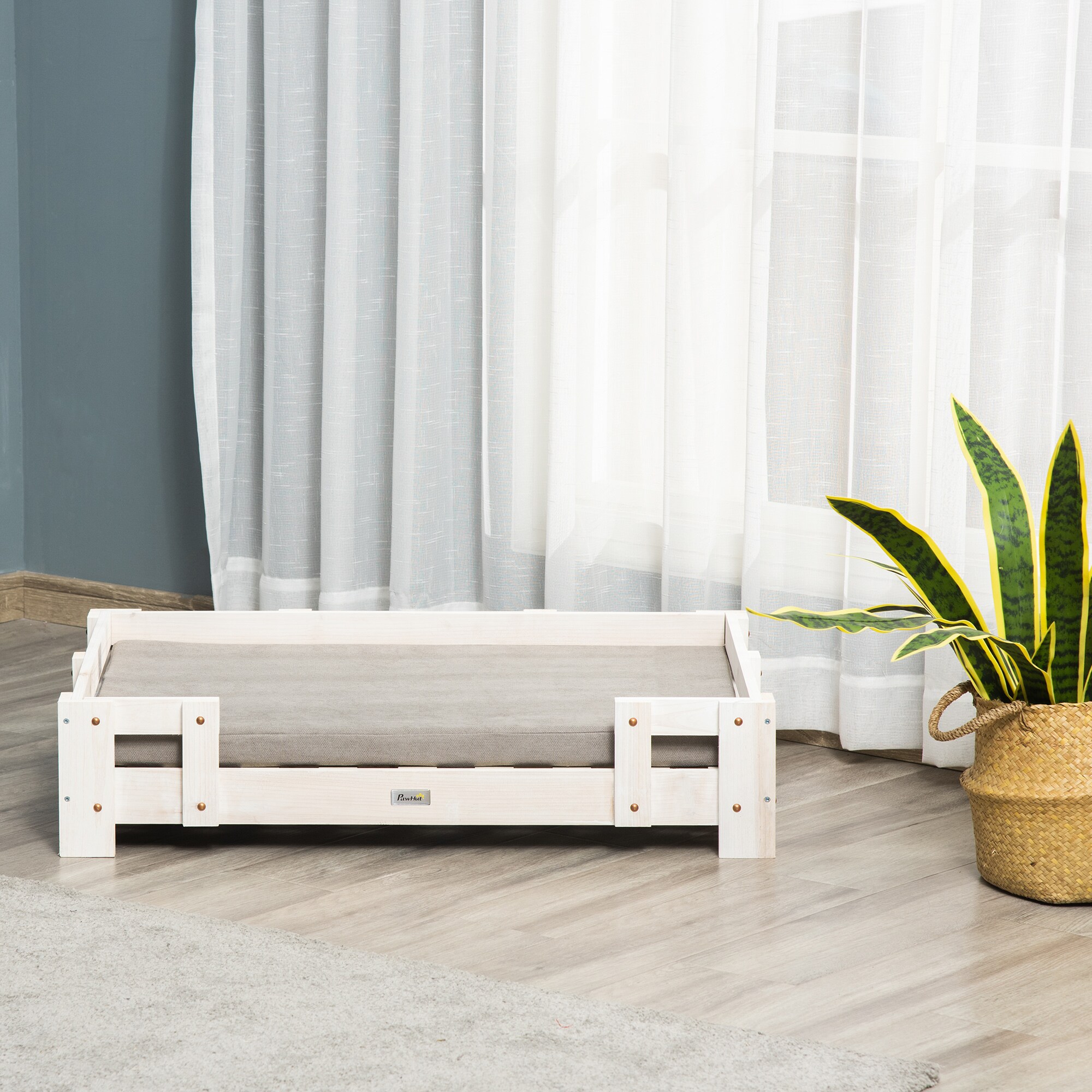 PawHut Hundebett mit Kissen bunt 90L x 60B x 20H cm