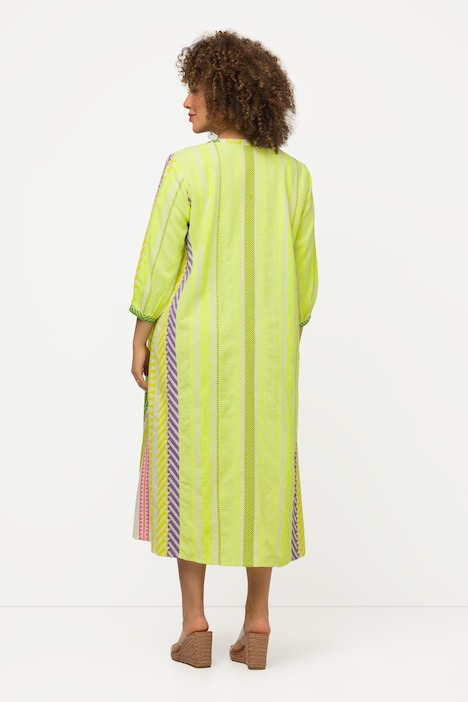 Kaftan, Ethnomuster, A-Linie, Tunika-Ausschnitt, 3/4-Arm