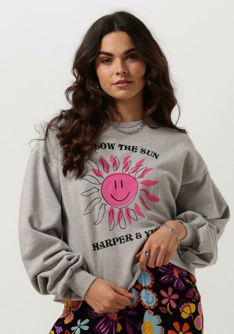 HARPER & YVE grijze harper & yve sweater smiley-sw