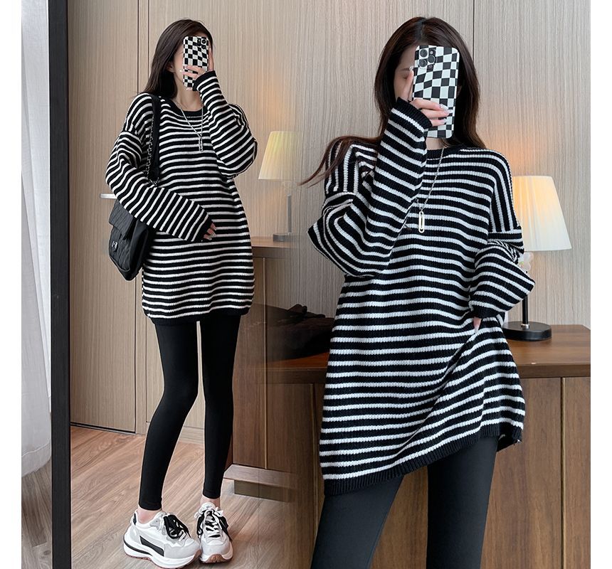 NEUF - Zwangerschapsjurk met ronde hals en strepen, losvallend model, legging, set