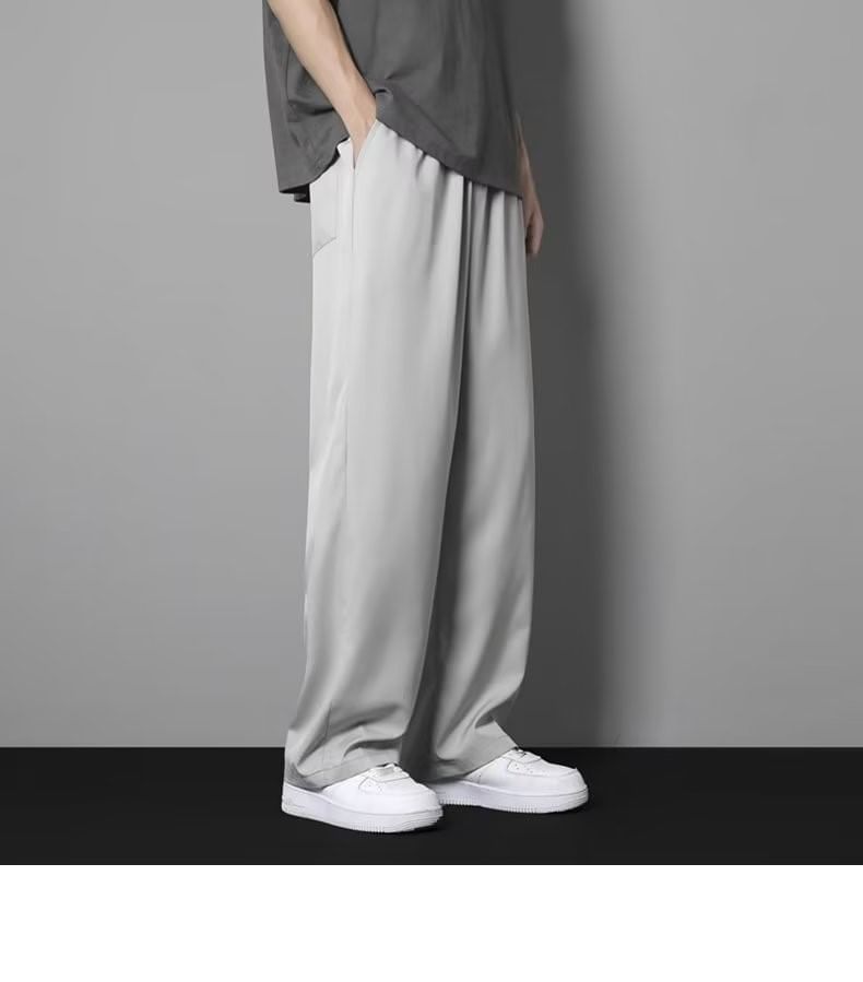 Acrius - Mid Rise Plain Loose Fit Broek / Cropped Harem Broek met Trekkoord Taille