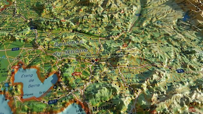 3D MAP - RELIEF PROVENCE COTE D AZUR 61X41