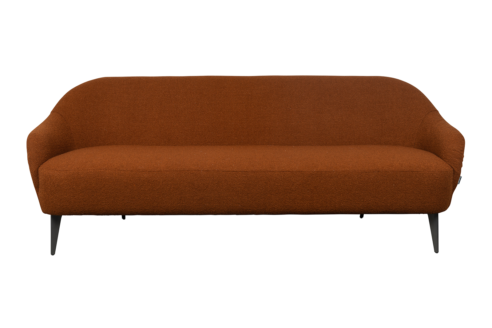 Paloma sofa 3-seter. I bouclétekstil Gianni Bronze med sorte metallben.
