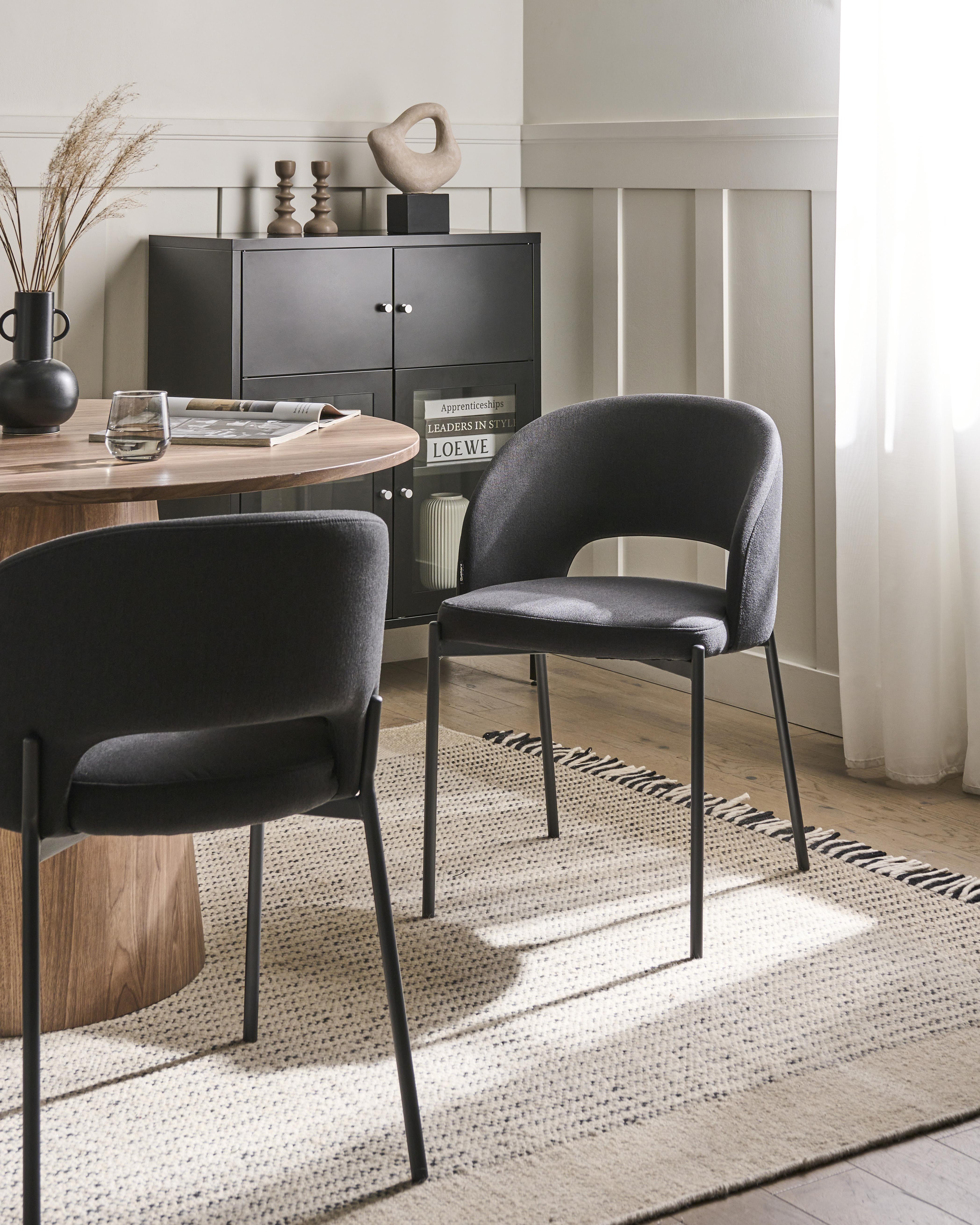 Set van 2 eetkamerstoelen PENNY Stof Zwart
