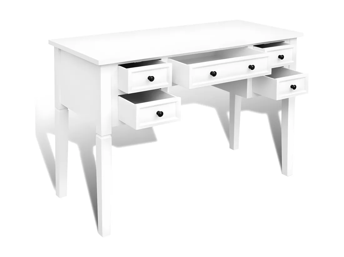 Bureau blanc à 5 tiroirs